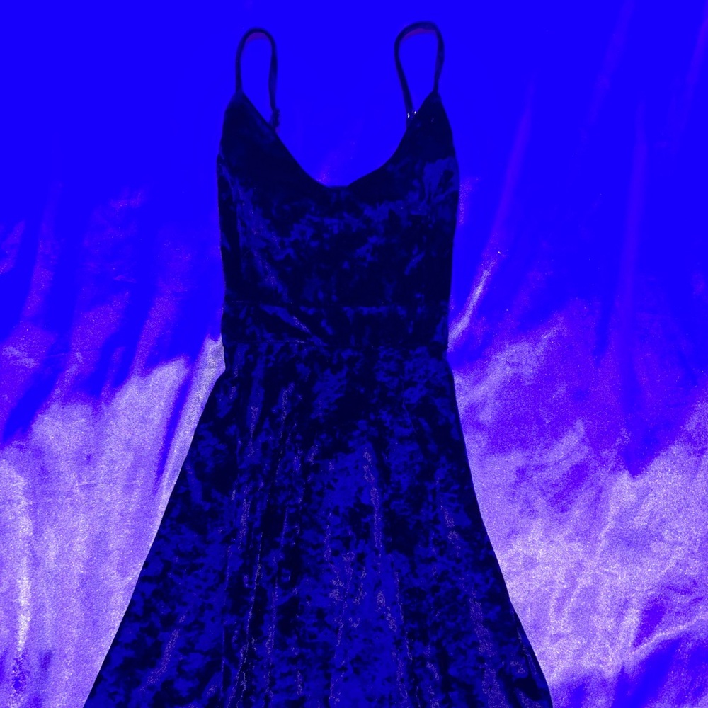 Bubbly Skater Dark Navy Blue Velvet Dress